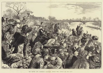 La gara di canottaggio Oxford e Cambridge, persone che vedono sempre la gara